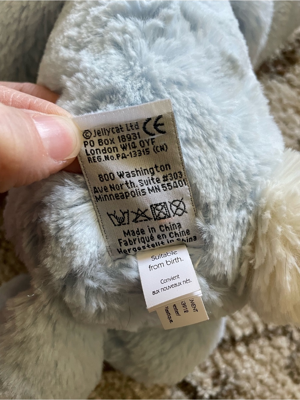Jellycat Pale Blue Bashful Bunny Soft Toy - Picture 7 of 7